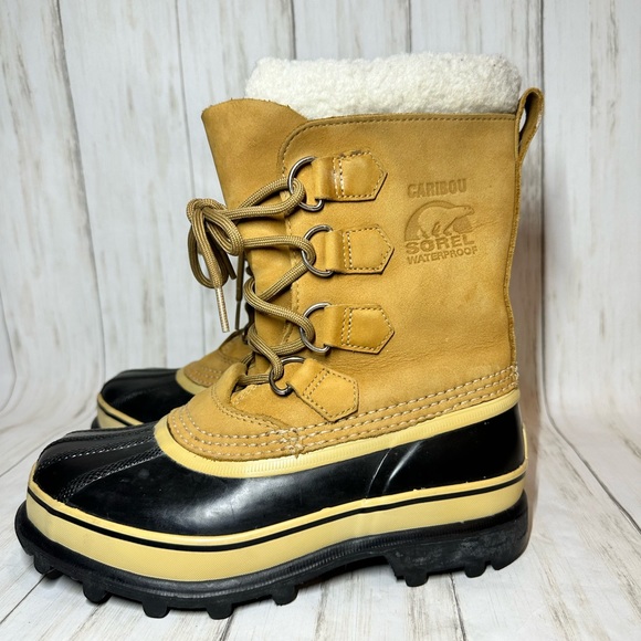 Sorel Caribou Beige Waterproof Snow Boots With Liners NM1005-280 women’s Size 6 - Picture 2 of 11